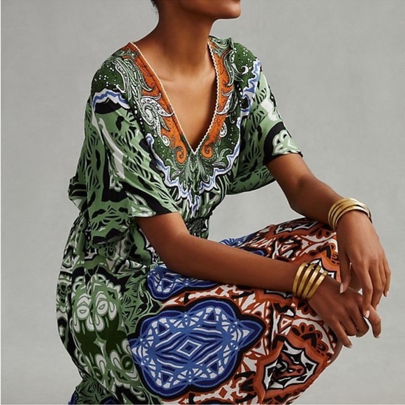 Anthropologie Bl-nk The Tatiana Kaftan Maxi Dress boho wedding guest vacation - Picture 16 of 16